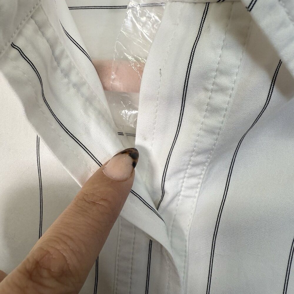 MADEWELL Bubble-Hem Mini Shirtdress in Pinstripe Poplin Dress X-Small - Picture 5 of 16